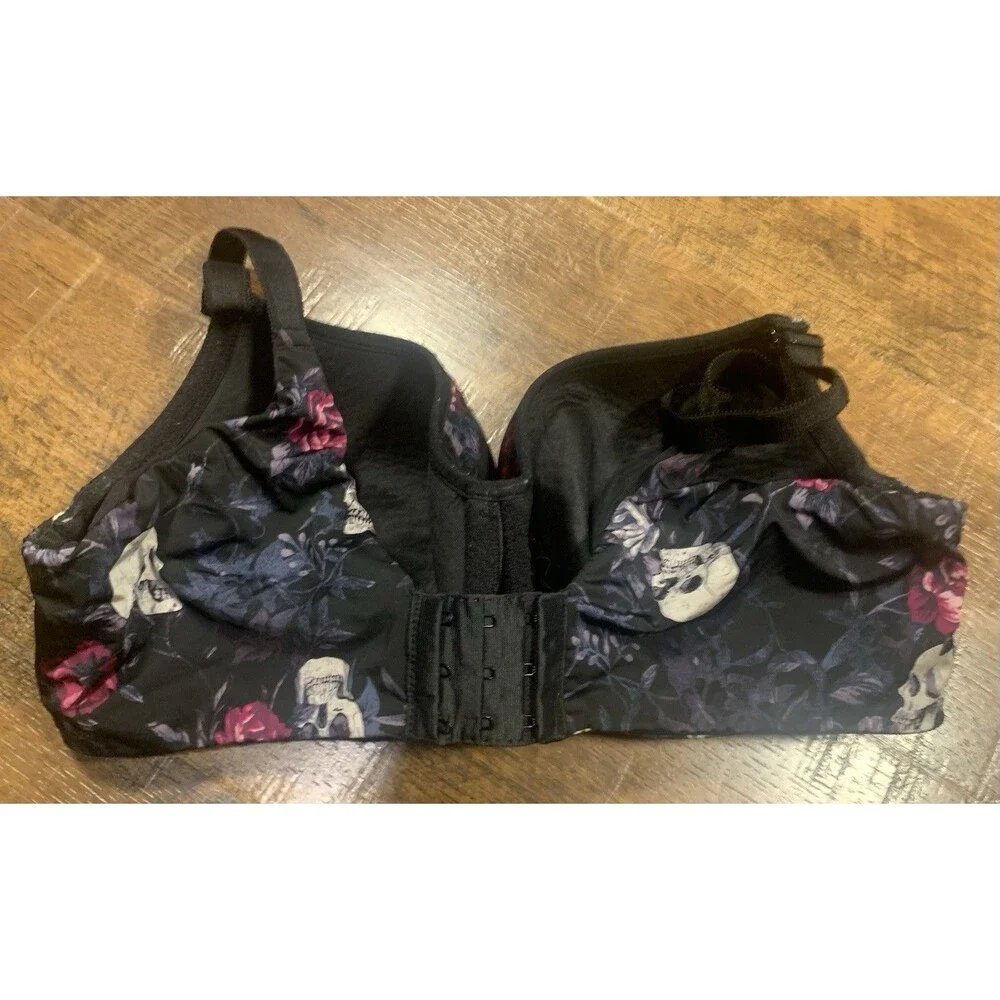 Torrid Curve Womens Skull Black Lightly Lined Full Coverage Balconette Bra 38D - Picture 8 of 8